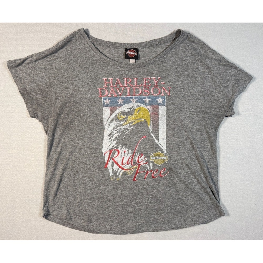 Harley Davidson Women's T Shirt - Alexandria - Raymond MN - Size XL - Gray